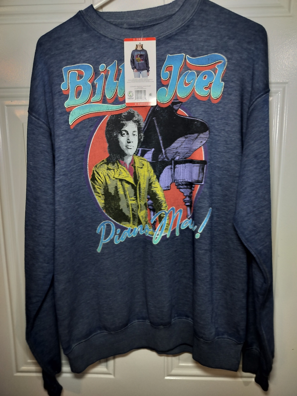 Billy Joel Piano Man Graphic Sweatshirt Women’s XS NWT Powder Blue